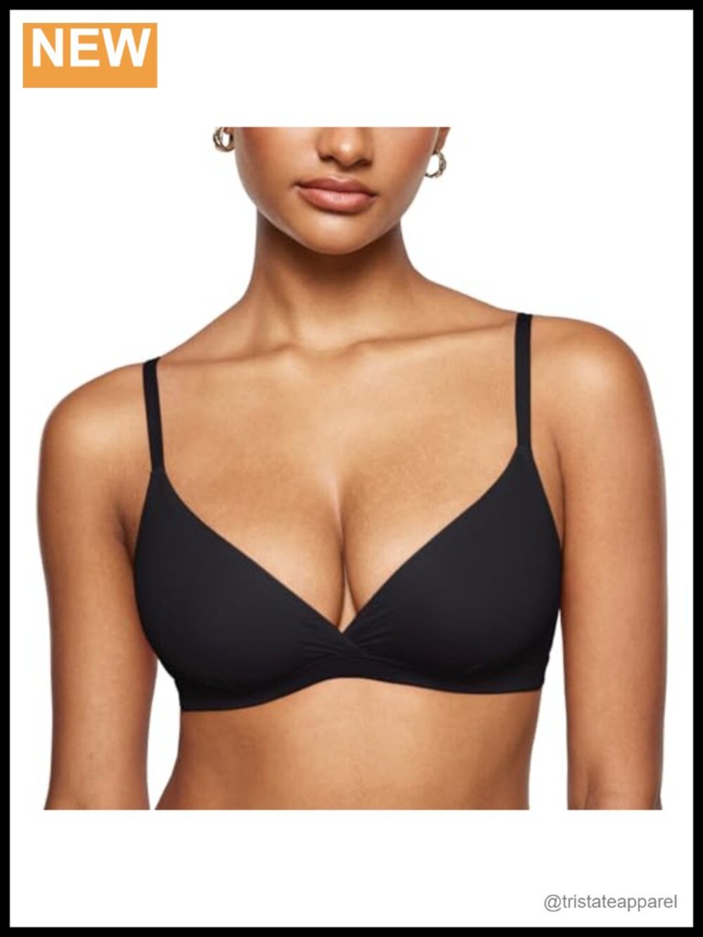 Women's Triangle Bralette Unlined Wire Free Light Support V-Neck Everyday Bra